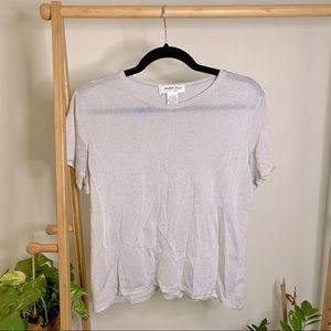 Vintage Sheer Silver Metallic Crop Top, Judith Hart, Vintage Size Large